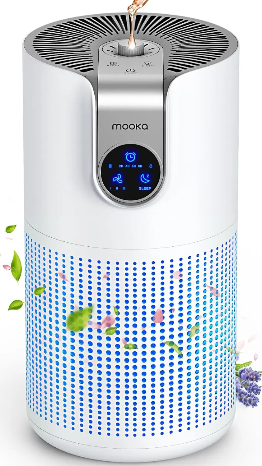 Air Purifiers for Home Large Room Up to 1500ft² with Aromatherapy,    HEPA Air Purifier Air Filter Cleaner  15dB, M03, White