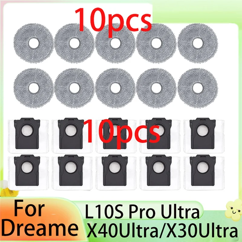 AB15-20PCS тряпки для швабры мешки для пыли для Dreame X40 Ultra X30 Ultra L40 Ultra для Dreame L10s Pro Ultra Запчасти для робота-пылесоса