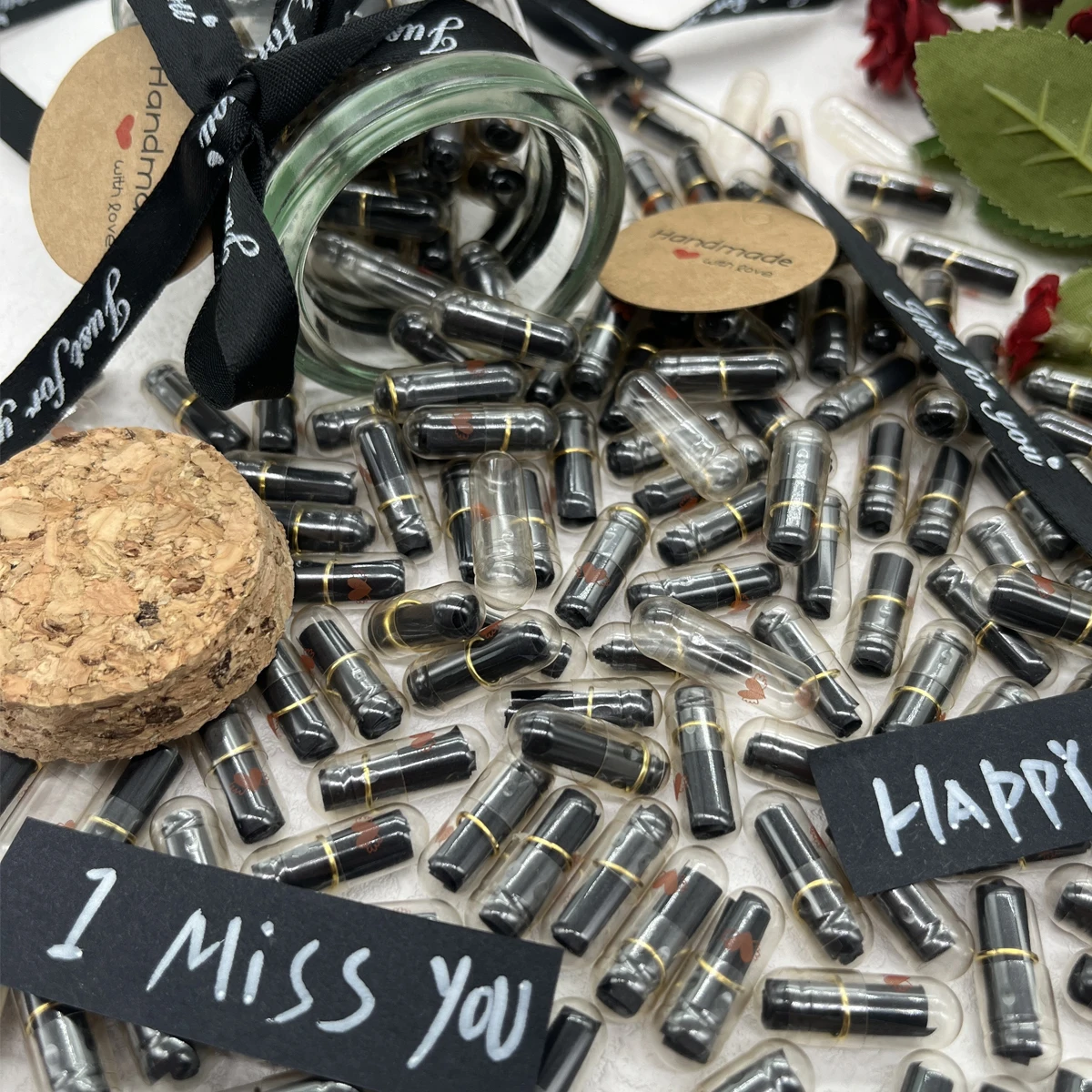 100pcs Message Capsule In Bottle Transparent Letter Love Pill Emoticon Smile Pills With Roll Paper Wedding Valentine's Gift