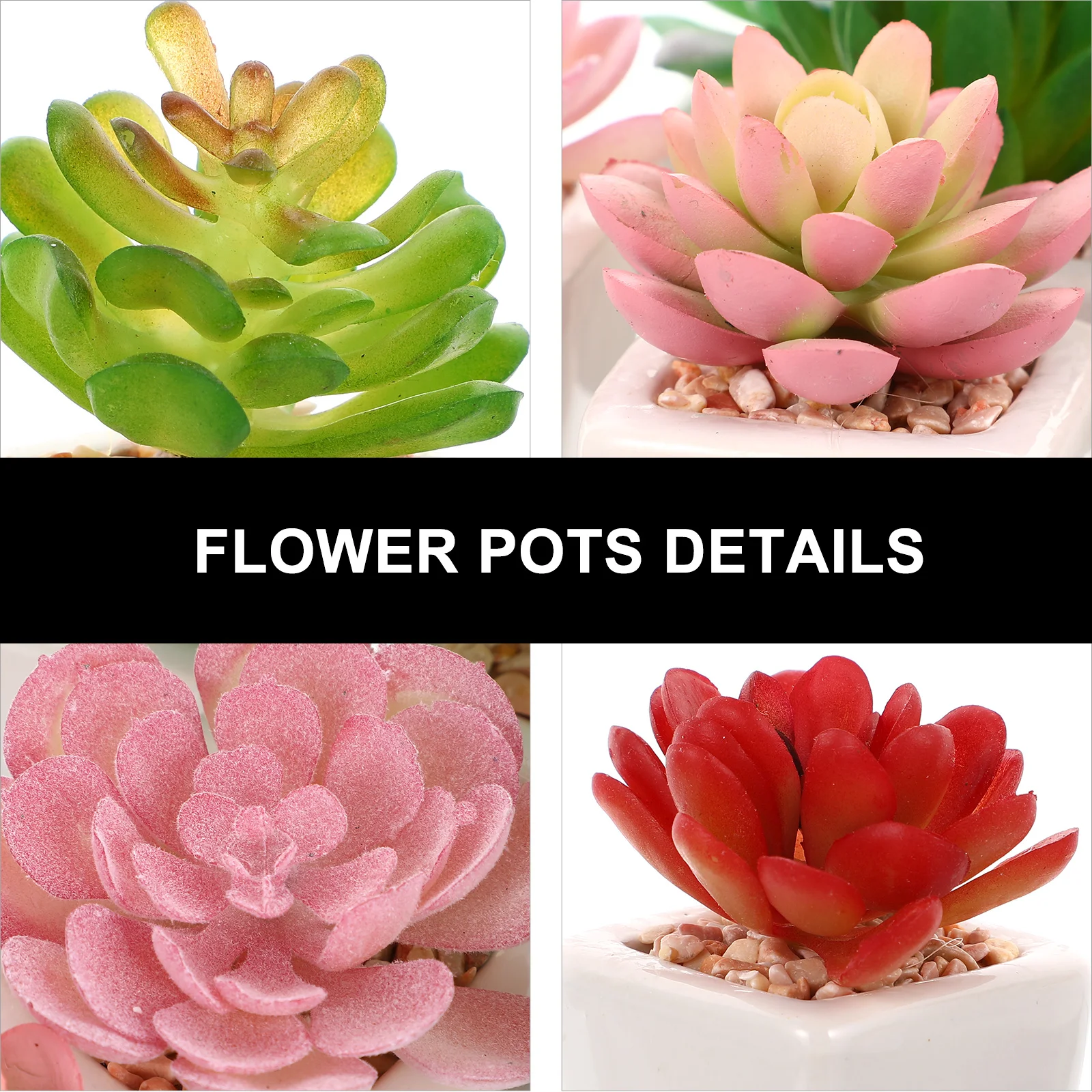 

6Pcs Artificial Micro Succulent Bonsai Modern Style Mini Potted Plants Desktop Decoration Realistic Green Plant Decor