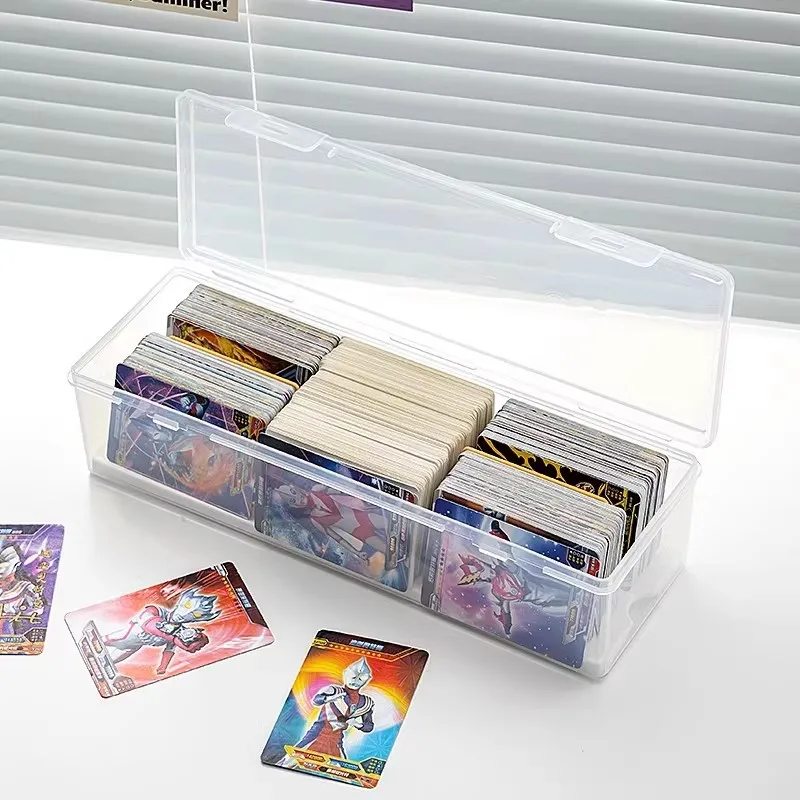 Clear Plastic Trading Card Storage Box Adjustable Divider Holds 550 PTCG MTG YuGiOh Standard Toploader Cards