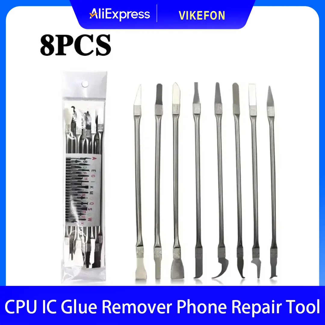 8pcs CPU IC Glue Remover Phone Repair Tool C Chip Repair Thin Blades Piratical Repair Hand Tool For Mobile Phone Computer