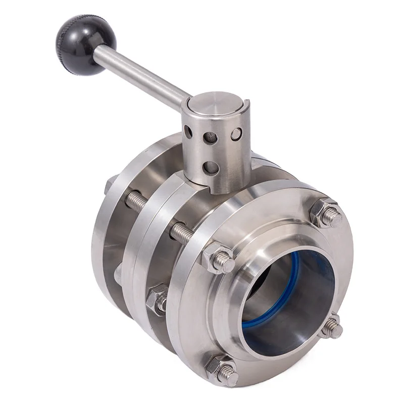 

Suitable for 304 stainless steel welding three-piece butterfly valve sanitary grade manual quick assembly butt welding D61X
