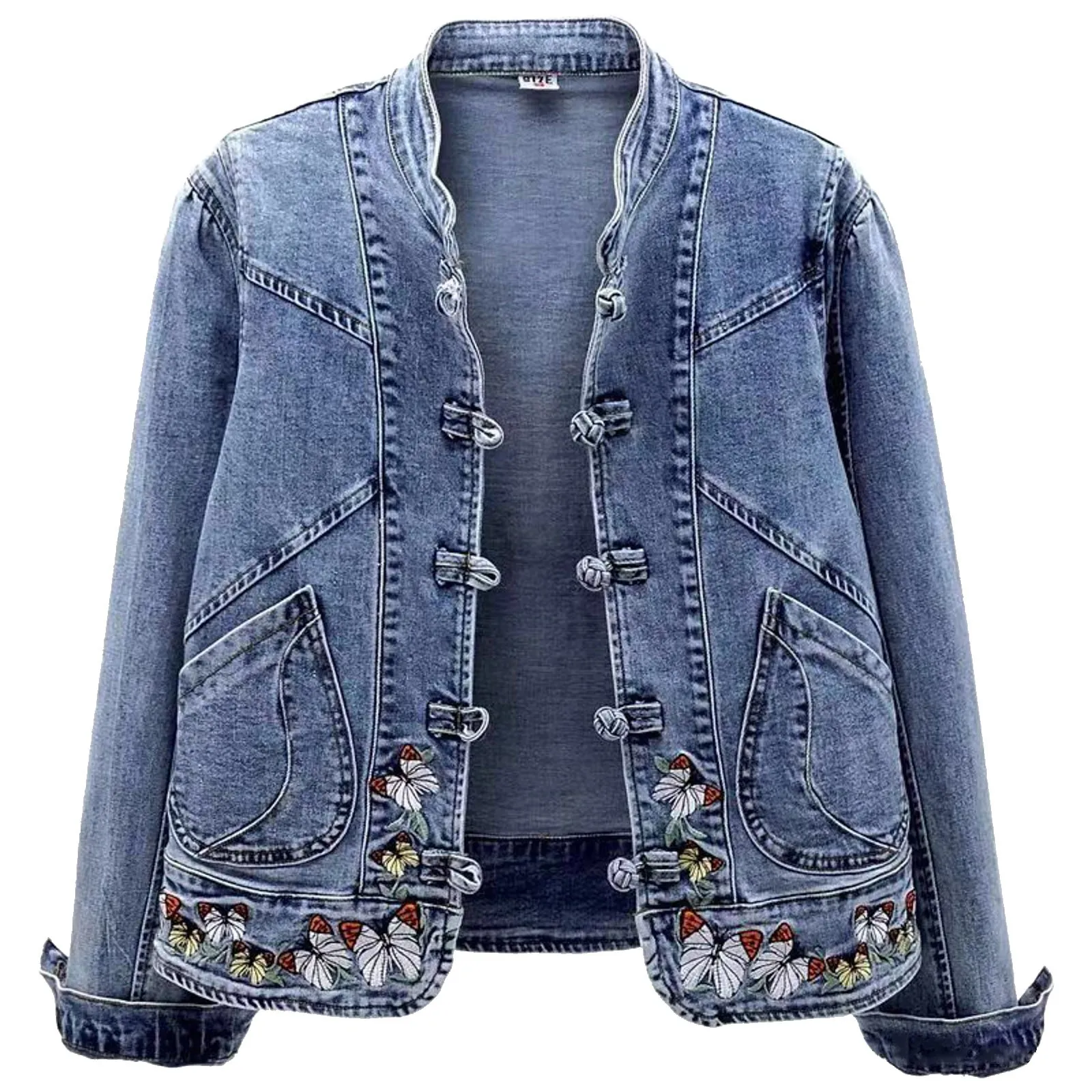 

Women Jeans Jacket Spring Autumn Embroidered Short Denim Jackets Basic Coat Casual Jackets for Women for Winter