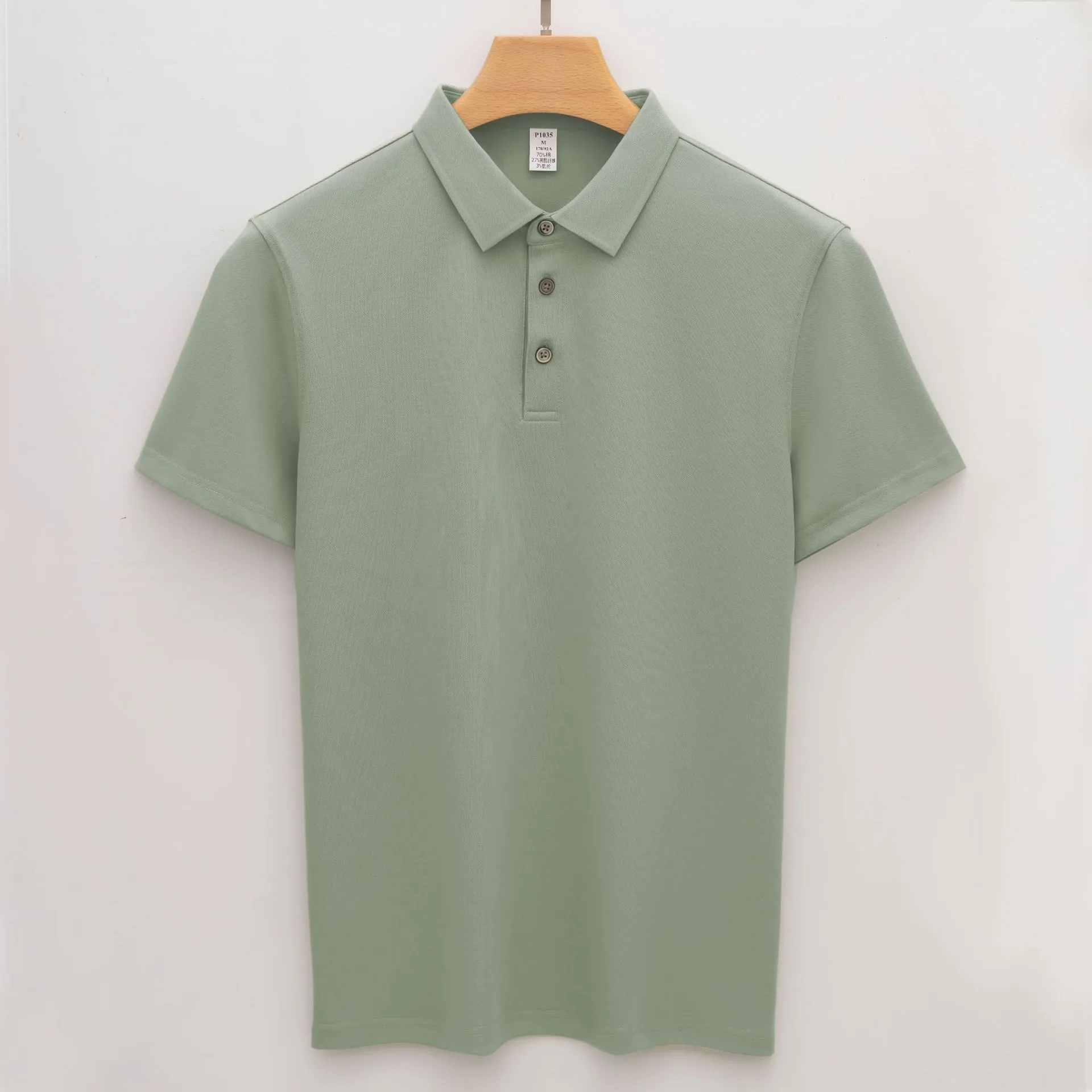 Short-sleeved polo cotton pressed rubberized collar T-shirt business long-staple cotton