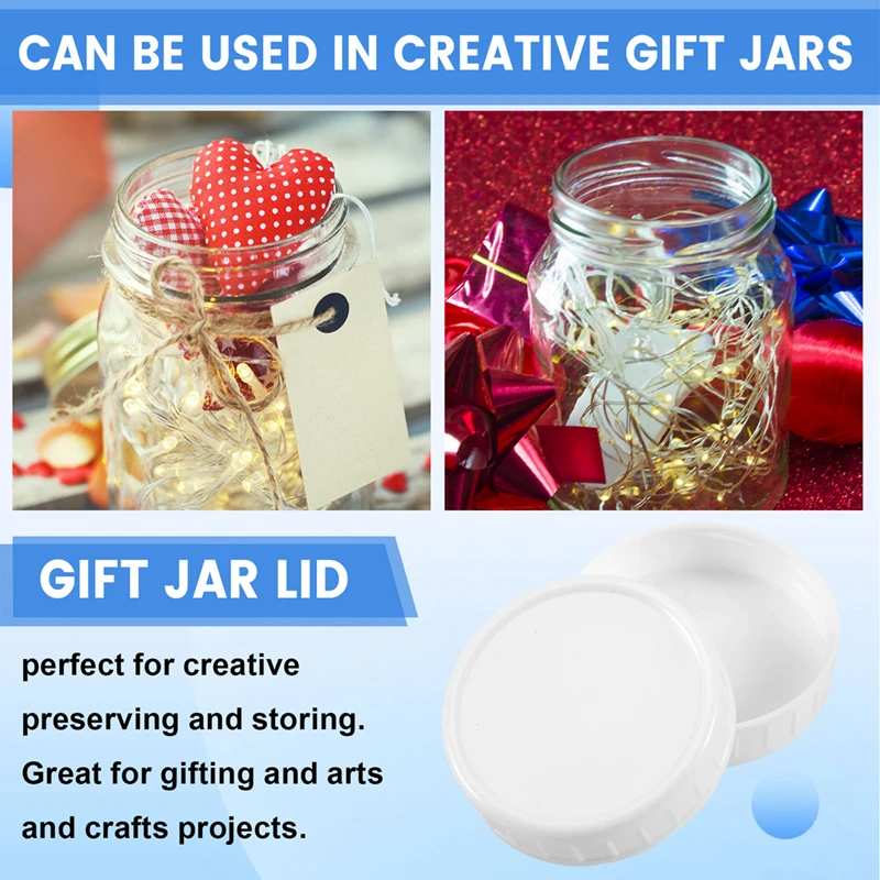 Regular Mouth Lids For Mason Jar Lids Plastic Storage Caps For Mason Canning Jars And More, Standard, Dia 70Mm-AT35