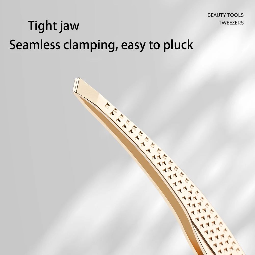 Pince à sourcils dorée en acier inoxydable, outil de maquillage, plume, beauté des poils fins, extracteur de pinces à sourcils inclinées, outils d'élimination