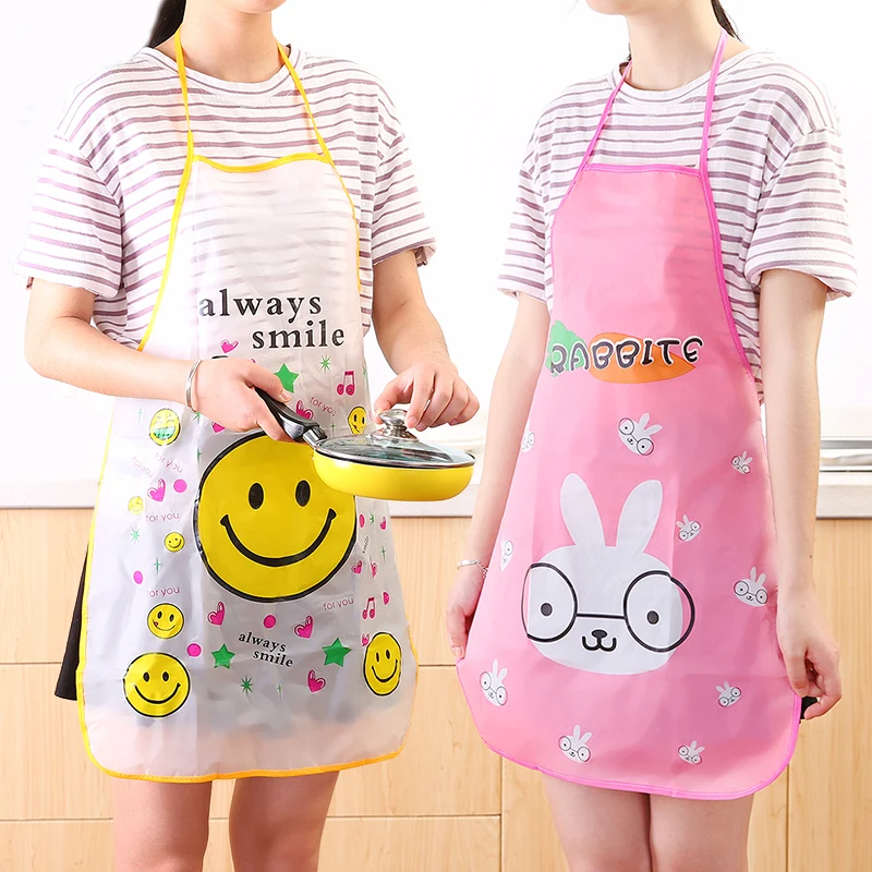 Women Cartoon Fruits Waterproof PVC Apron Kitchen Restaurant Cooking Bib Aprons