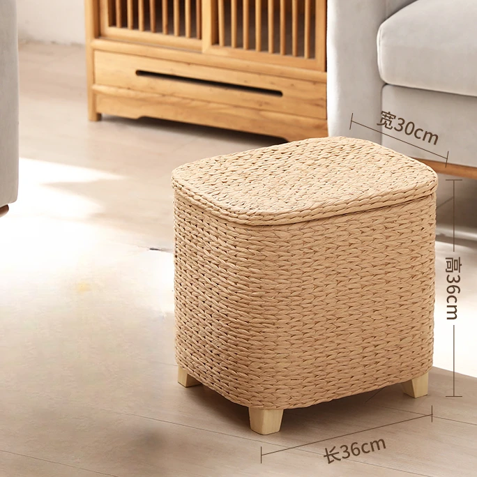 Storage Stool Rattan Wicker Ottoman Basket Shoe Cabinet Sofa Stools mall Shoe Stores Footstool Multi-Function Storage Footrest