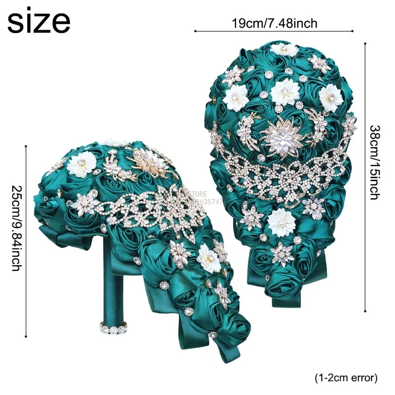 Waterfall Water Drop Rhinestone Bouquet, Bridal Ribbon Bouquet, Luxury Cross-border European and American Bouquet PB716A