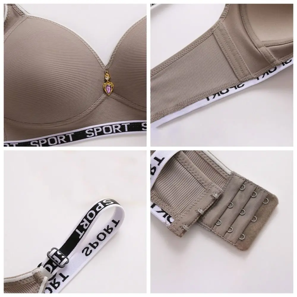 Simple Rhinestone Deep V Wireless Bra Letter Beauty-back Big Size Bras Women Bralette Underwear Push Up Bra Elderly