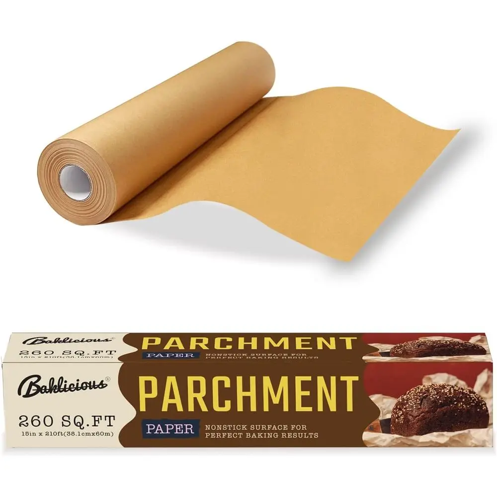 15x210 Inch Unbleached Parchment Paper Roll, 260 Sq.ft, Non-stick Baking and Air Frying Paper