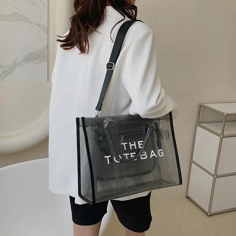 The Tote Bag For Women Designer Luxury Clear Beach Bags Totes Handbags 2023 New Summer Brand Crossbody Hand Shopping Pink Purse