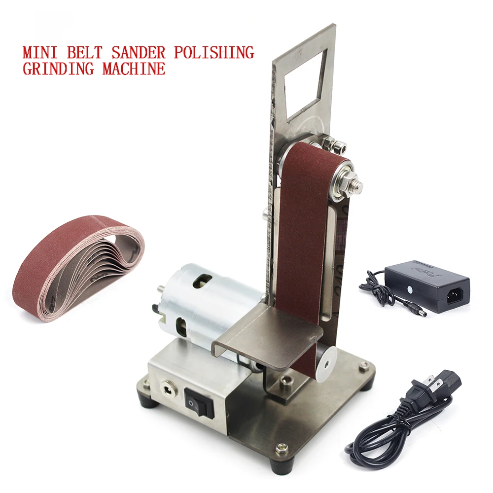 Mini electric belt machine DIY polishing machine grinding machine fixed angle sharpening machine blade desktop vertical 795 moto