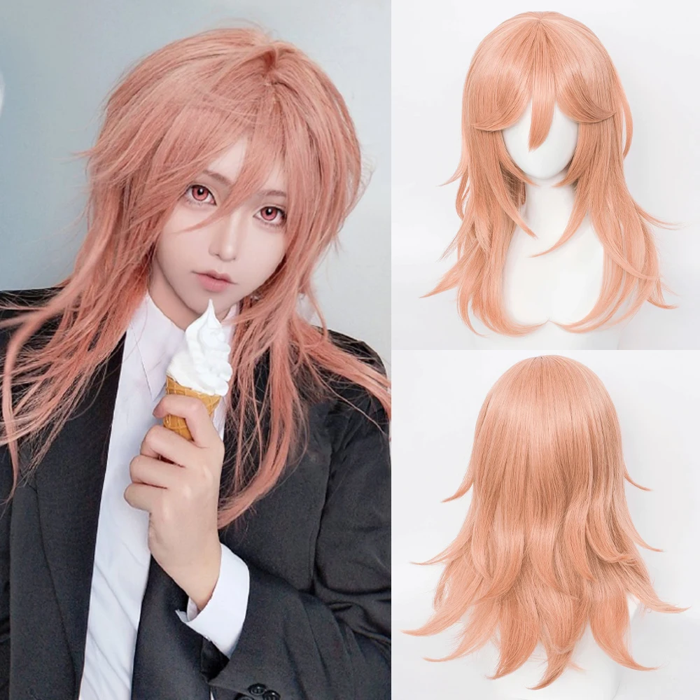 

RANYU Women and Men Wigs Synthetic Long Orange Straight Anime Cosplay Hair Heat Resistant Wig for Party