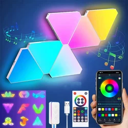 Lumières LED Triangle RVB Colorées Contrôlables, Panneau LED Intelligent, Éclairage Modulaire, 12Pcs