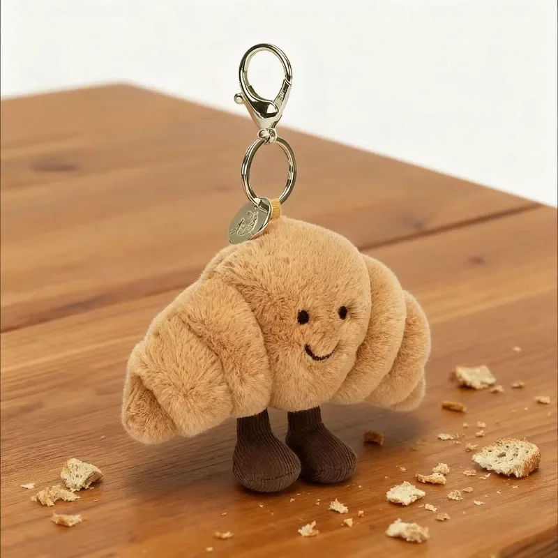 Adorable llavero con dije de bolsa de croissant, regalo novedoso perfecto para amantes de los alimentos, bonito accesorio para bolsos y teléfonos móviles