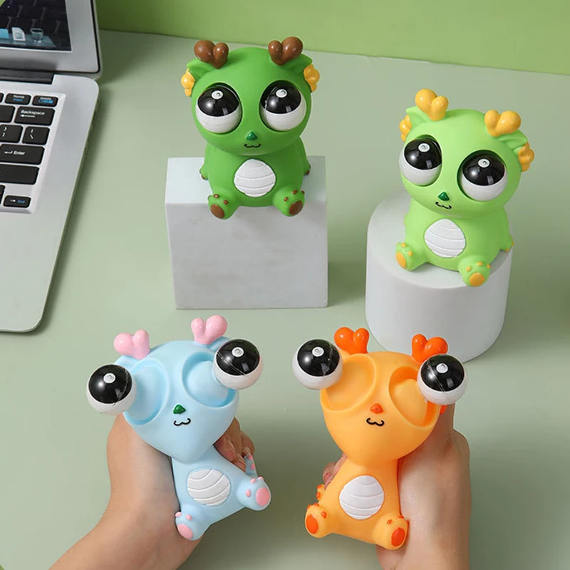 Eyeballs Squeeze Pinch Toys Patent Cartoon Cute Dragon Doll Adult Stress Relief Explosive Eyes Prank Funny Relieve Anxiety Toys