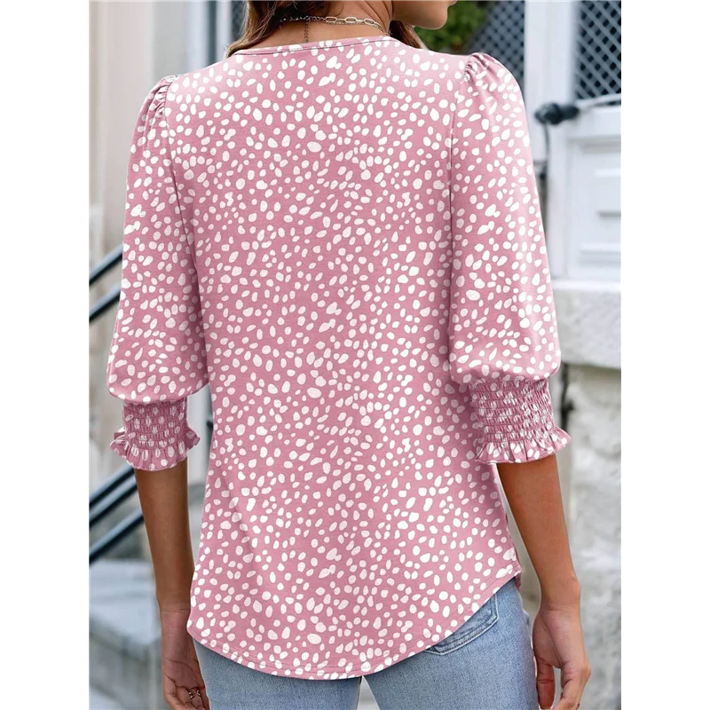 

ABP-Blouses For Women Dressy Casual 3/4 Length Sleeve Womens Tops With Smocked Cuffs