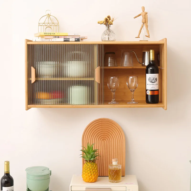 Glass wall cabinet cabinet kitchen wall locker hanging cabinet solid wood living room storage locker dining side cabin