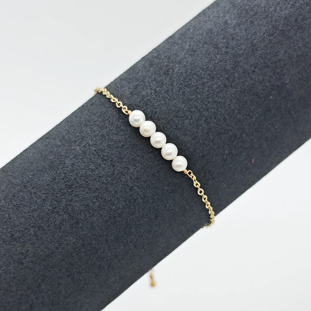 Vlen Stainless Steel Chain Bracelet Woman Girl Friends Gift Natural Pearl Bracelets for Women Minimalist Pulseras Jewelry