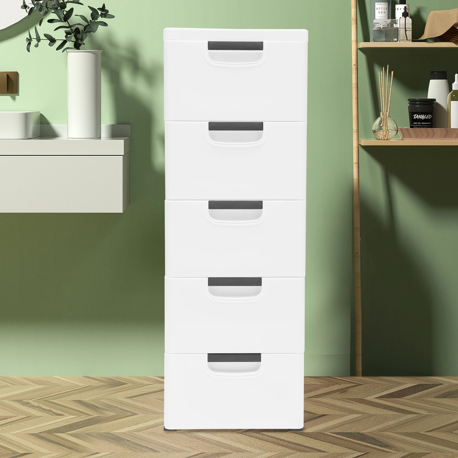 5-Layer Storage Cabinet Plastic Drawers Tall Small Chest Closet Vertical Stackable Tower Clothes Storage 30*40*84 cm