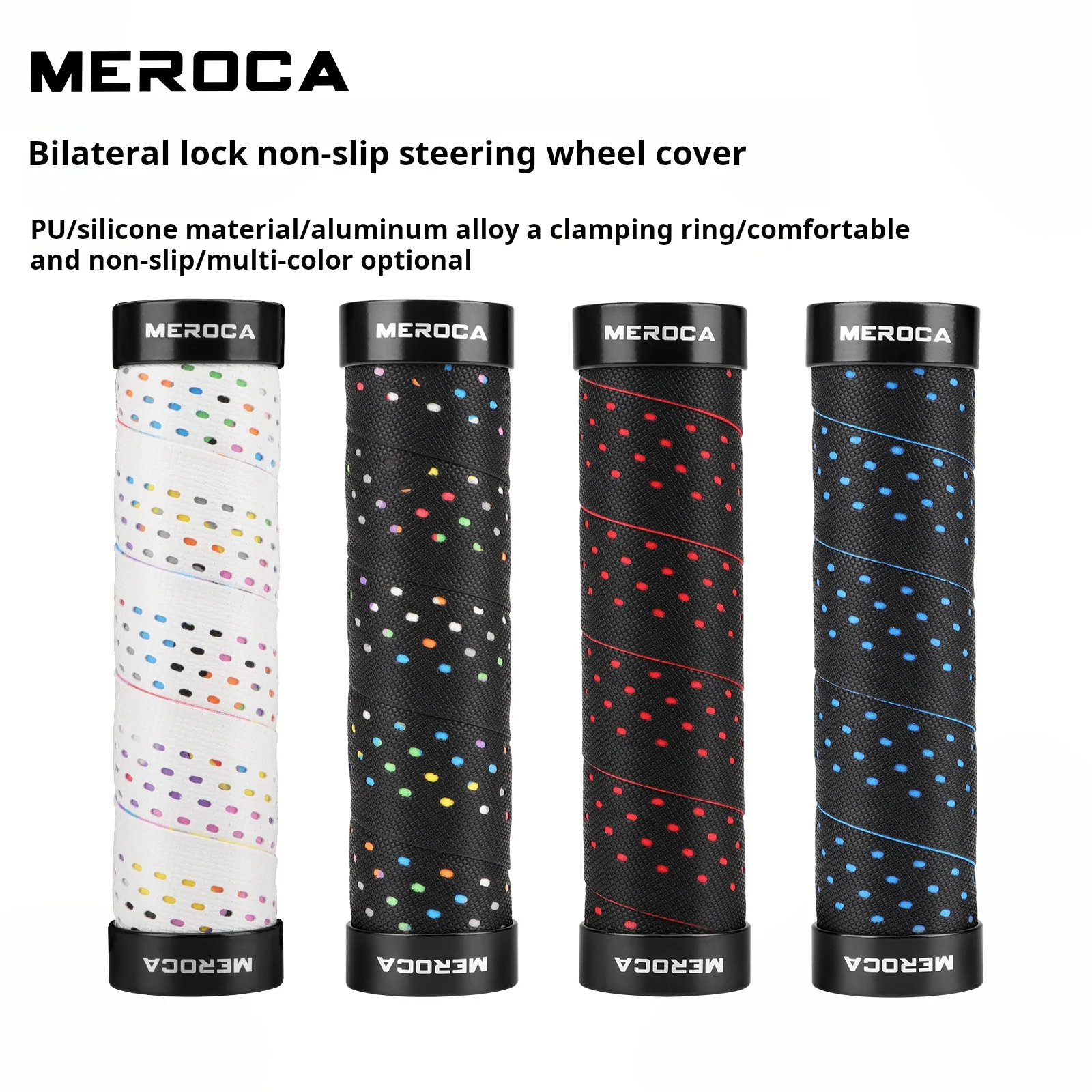 MEROCA Bilateral Lock Non-slip Steering Wheel Cover Bicycle Handle Bar Grips MTB Mountain Bike Cover
