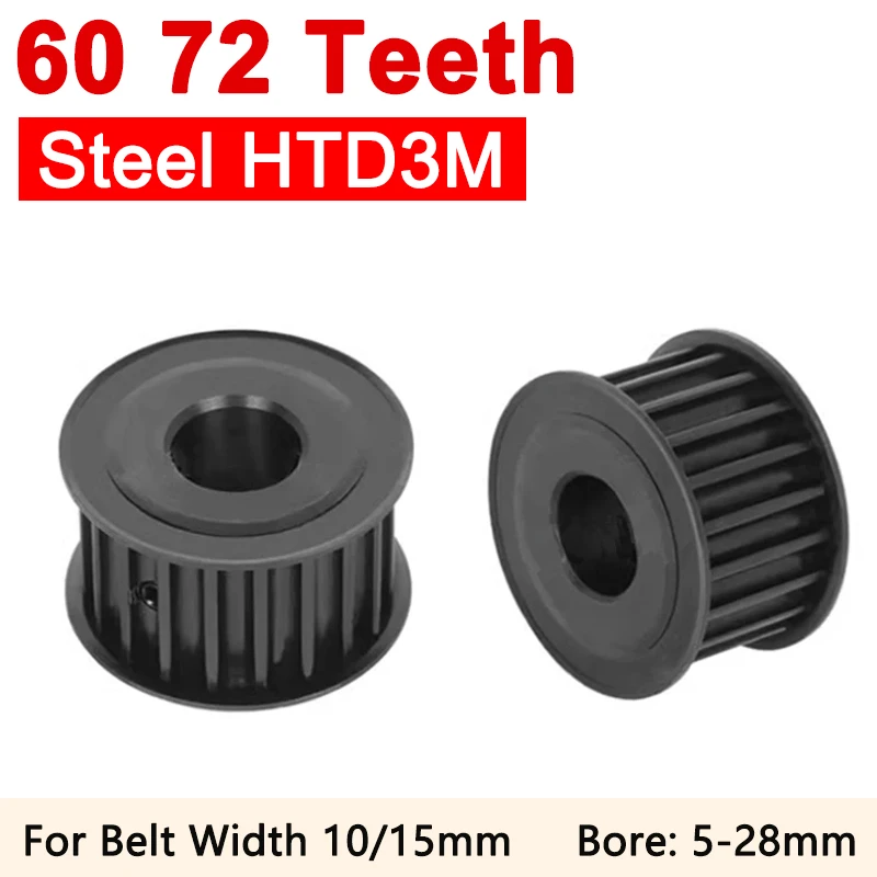 

1pcs HTD3M Steel Timing Pulley 60 72 Teeth Synchronous Wheel Teeth Width 11/16mm Bore 5 6 6.35 8 10 12-28mm Drive Belt 60T 72T