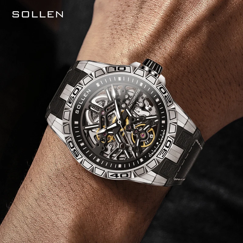 SOLLEN watch men's fully automatic mechanical watch waterproof night light watch as a birthday gift for boyfriend