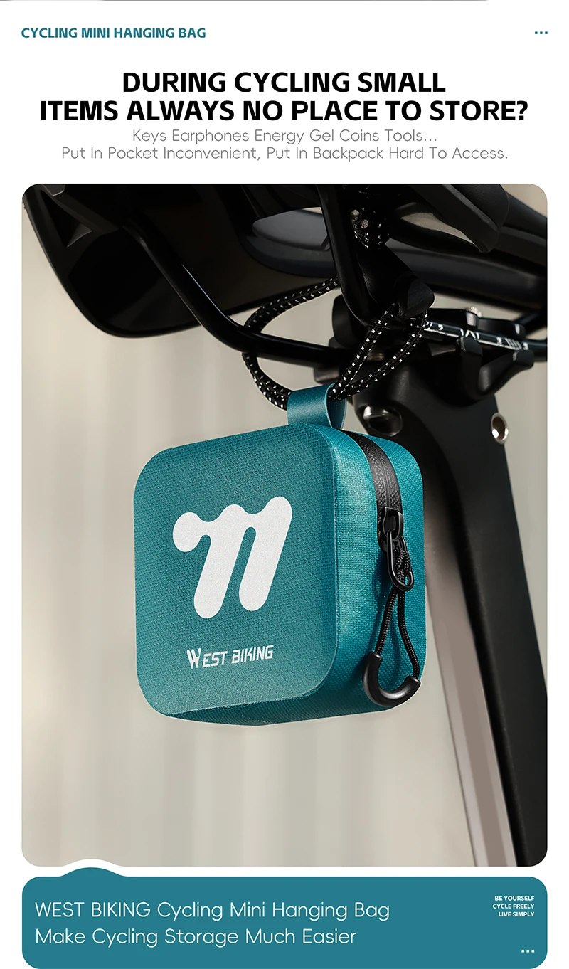 WEST BIKING Mini-Satteltasche, wasserdichte TPU-Fahrradtasche für Fahrrad, zum Aufhängen unter dem Sitz, leichtes Fahrradzubehör – Detail 2