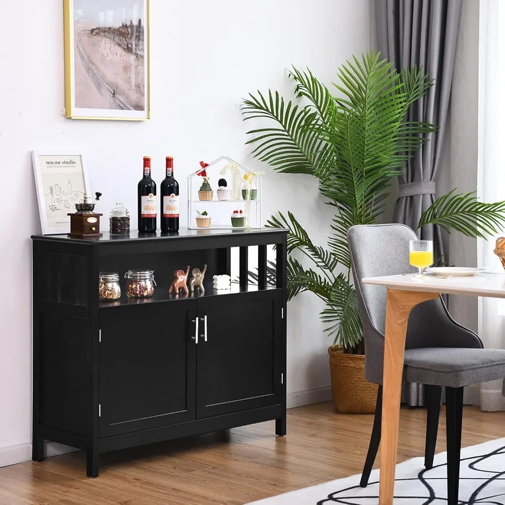 Credenza per buffet da cucina, armadio per server di stoccaggio in legno, sala da pranzo, soggiorno, mobili da bar, consolle a 2 ante con