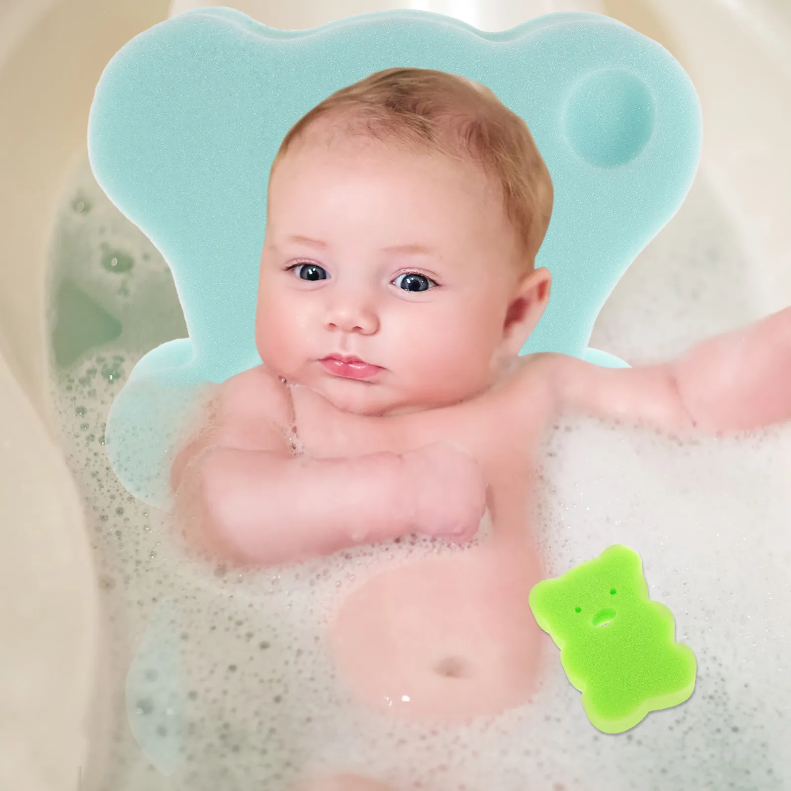 

Newborn Bath Sponge Pad Soft Comfortable Nonslip Baby Bathtub Mat Machine Washable for Tub Sink Bath Support Infant Bathing