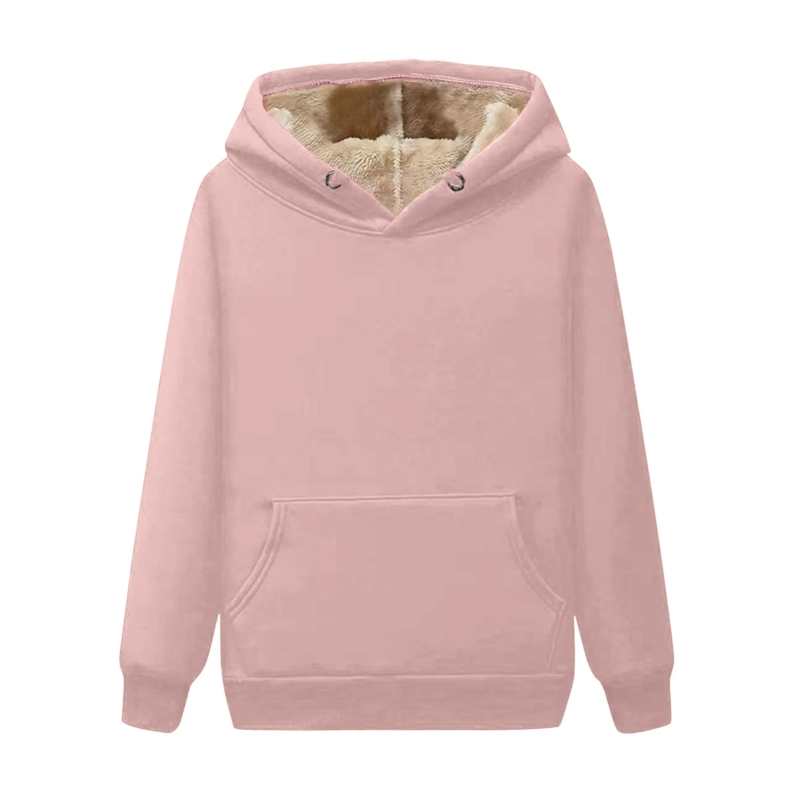 Fleece Sweatshirts For Women Thick Fleece Hoodie Sweatshirt Winter Velvet Hoodie V Neck Long Sleeve Tops