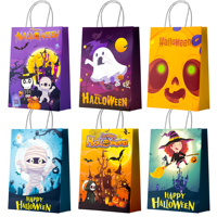 Halloween Party Bags with Handle,24pcs Halloween Paper Bags/Halloween Treat Bags/Halloween Goodie Bags for Halloween Party Favor