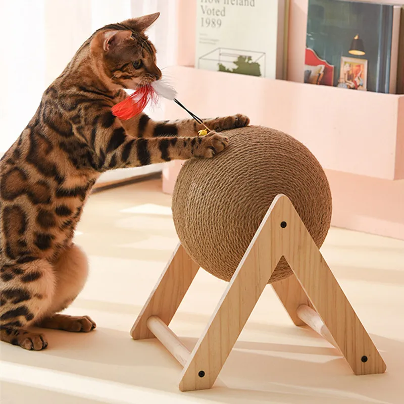 

Cat Scratcher Cat Climbing Frame Scratching Post for Cats Claw Grinding Scratch Resistant Cats Wheel with Feather Toys Pet Toys