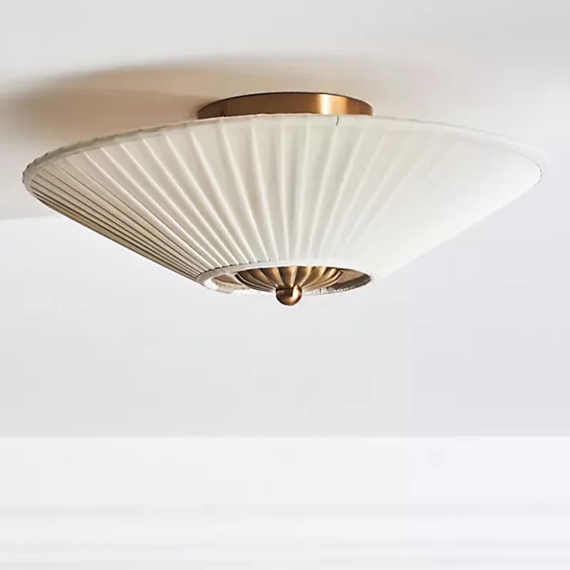 Amerikanische Retro-Deckenleuchten aus plissiertem Stoff mit antikem Stil, High-End für Wohnzimmer, Schlafzimmer, Kleiderschrank, Foyer, einfache Kunstlampe