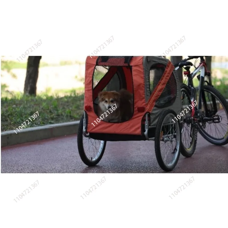 1pcs  Pet Bike Trailer,  Rim Rubber Tyre Wheels And Steel Frame Bicycle Cart Dog Carrier - view 4