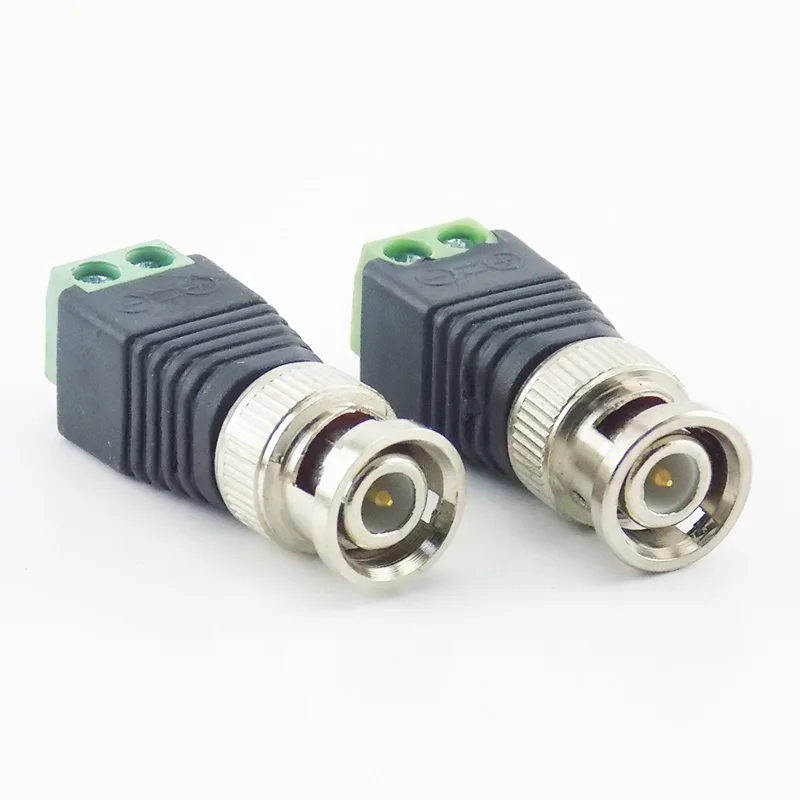 Coax CAT5 BNC Male Connector Plug DC Adapter Balun Connector For CCTV Camera Security System Surveillance Accessories C3