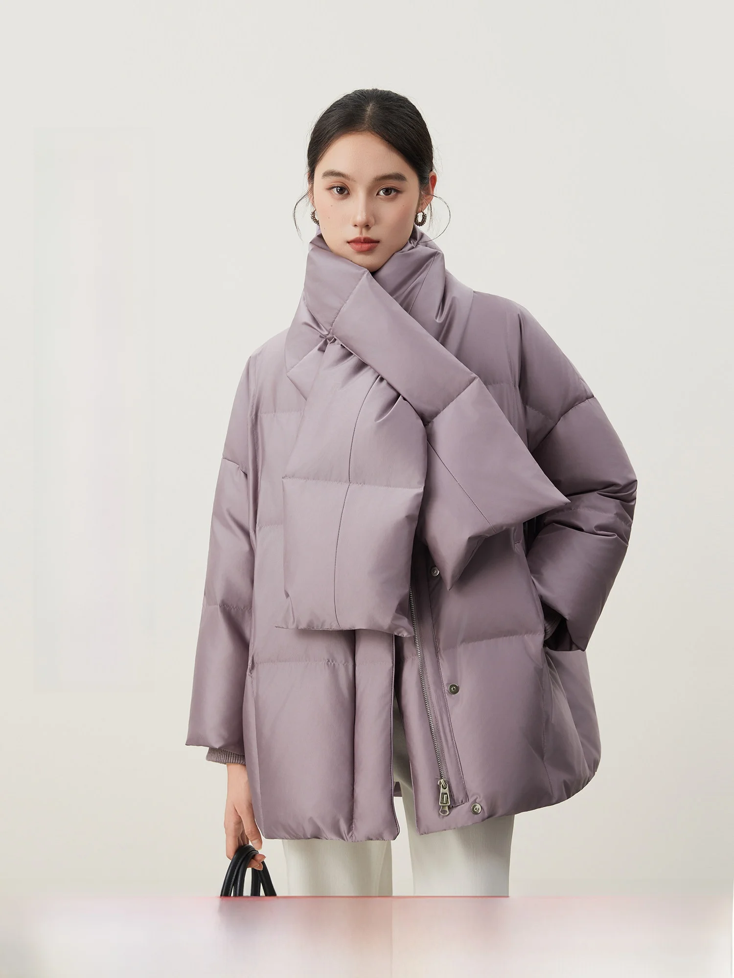 

Mijia High Quali 90, белый гусиный пух, бейсбольный воротник, джет, женское стеганое пальто с шарфом, матовое Fini Ele Sle