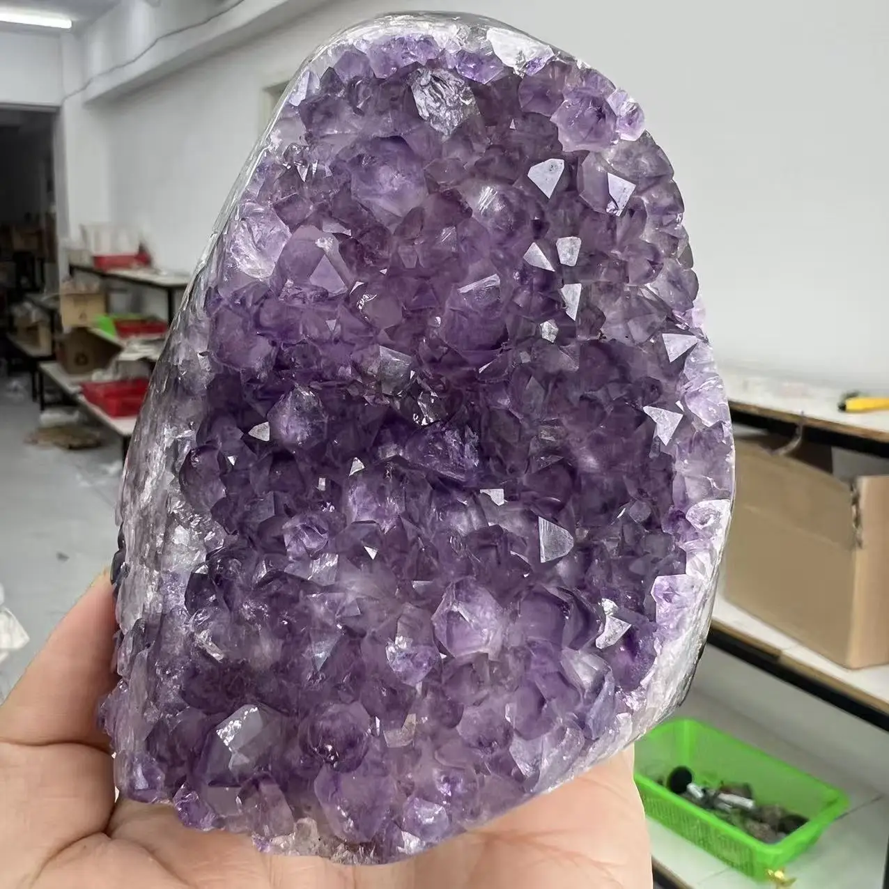 995g 9.8cm  Natural Uruguay Dream Amethyst Quartz Crystal Cluster stand