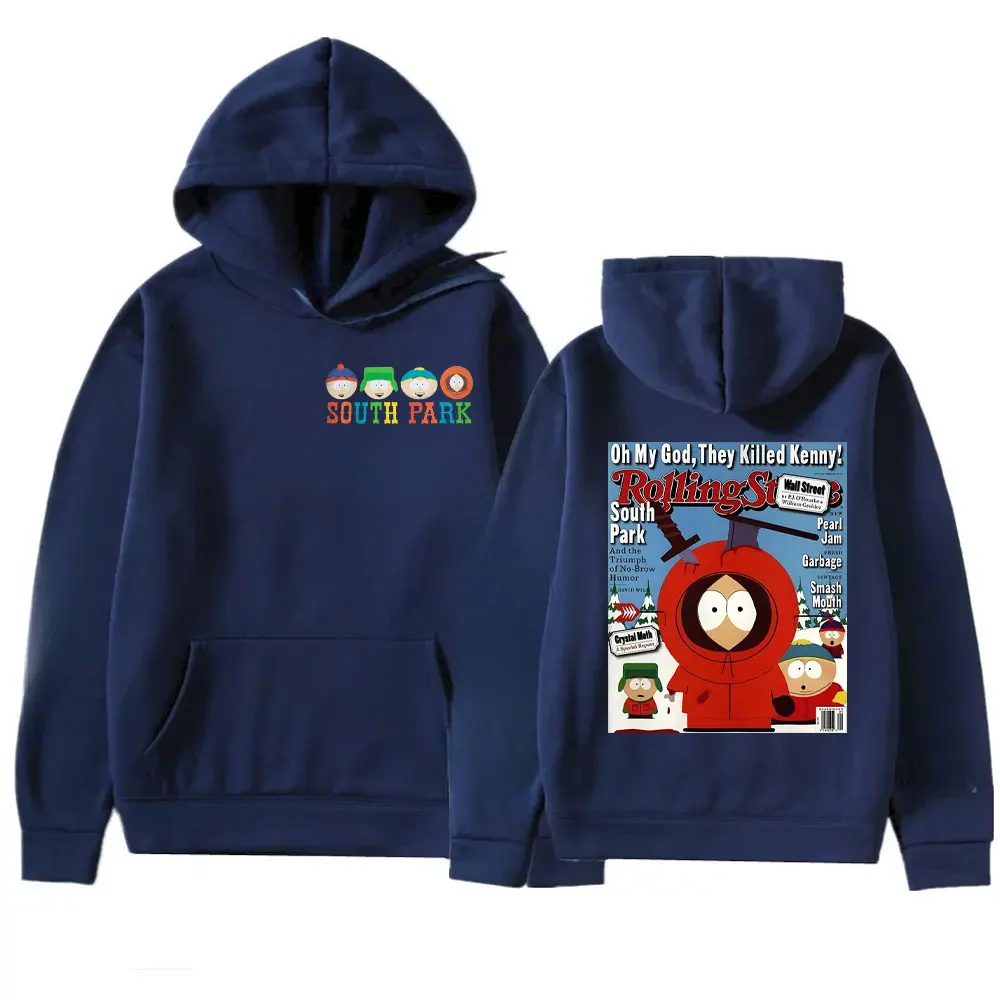 مضحك ساوث بارك شخصية كرتونية هوديي لطيف كيني طباعة البلوز Harajuku الشارع الشهير للجنسين الملابس سوداديرا هومبر Y2k القمم