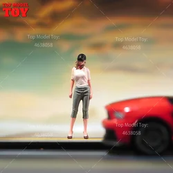 Painted Miniatures 1/18 1/24 1/64 1/43 1/87 Fashionable Women with Hats Female Scene Figure Doll Unpainted Model For Vehicles