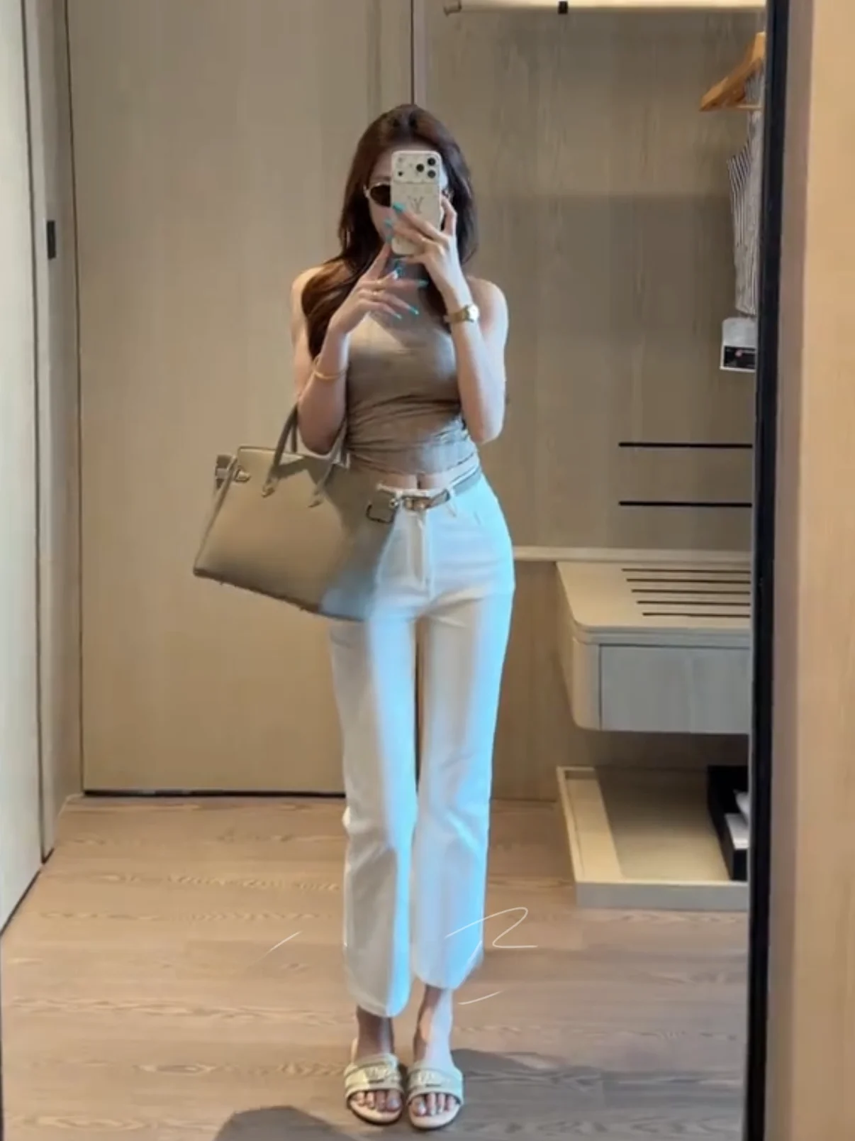 Slimming High Waist Straight Leg Jeans American Style Small Size Illusory Hip Enlarging Nine Points Slimming Summer Butt Lift...