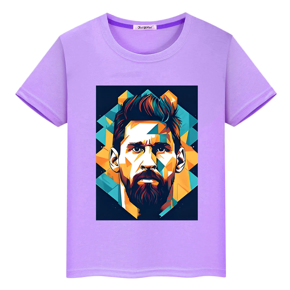 أطفال ملابس الفتيات كرة القدم ميسي الرمزية طباعة 100% القطن تي شيرت عادية قصيرة الكرتون القمم الصبي Kawaii أنيمي تيز y2k قطعة واحدة