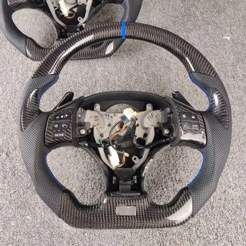 Fashionable Multi-Color Alignment Mark Carbon Fiber Perforated Leather Steering Wheel for IS250 Car Steering Wheel