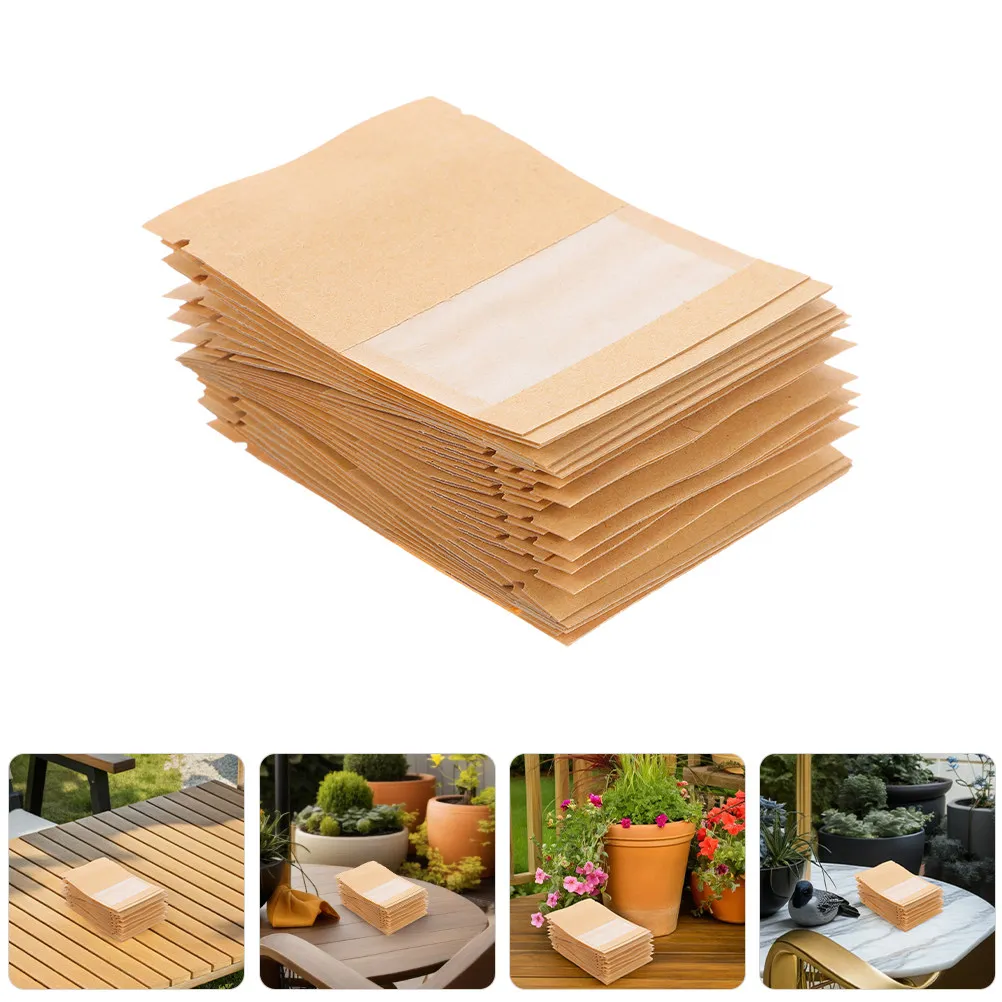 

100Pcs Small Brown Kraft Paper Seed Envelopes Clear Window Design Sealable Moisture Resistant for Vegetable Flower Seeds Storage