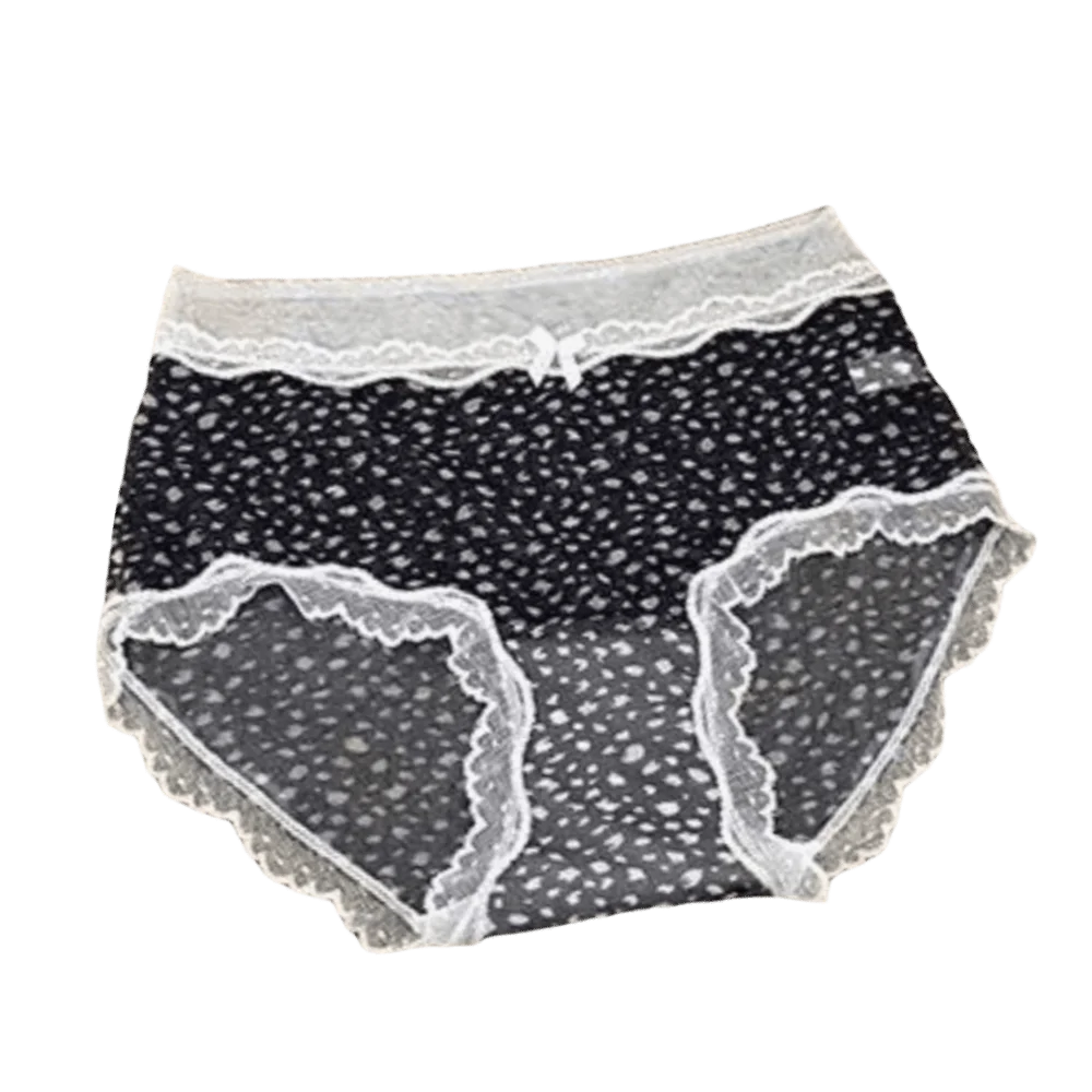 French Style Mesh Thin Lace Briefs Floral Print Transparent Ladies' Underwear Low Waist Lingerie Leopard Briefs Women