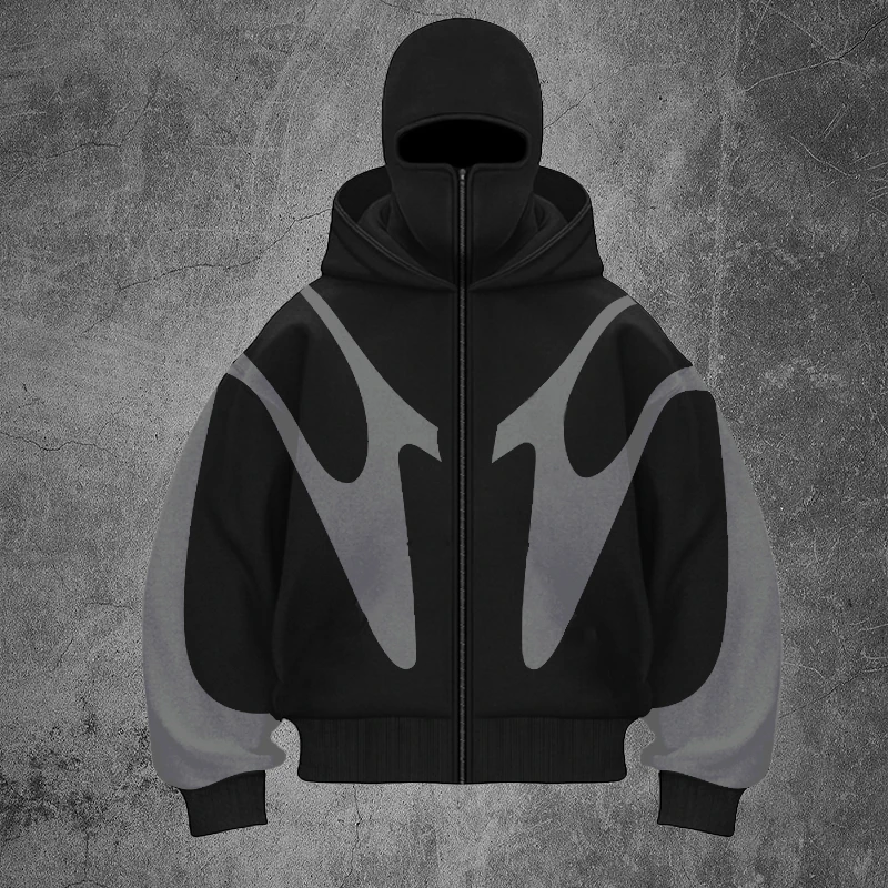 Spring New Collection Splicing Comparison Hip Hop Hoodie Double Hoodie Warm and Windproof Design y2k Hoodie Design