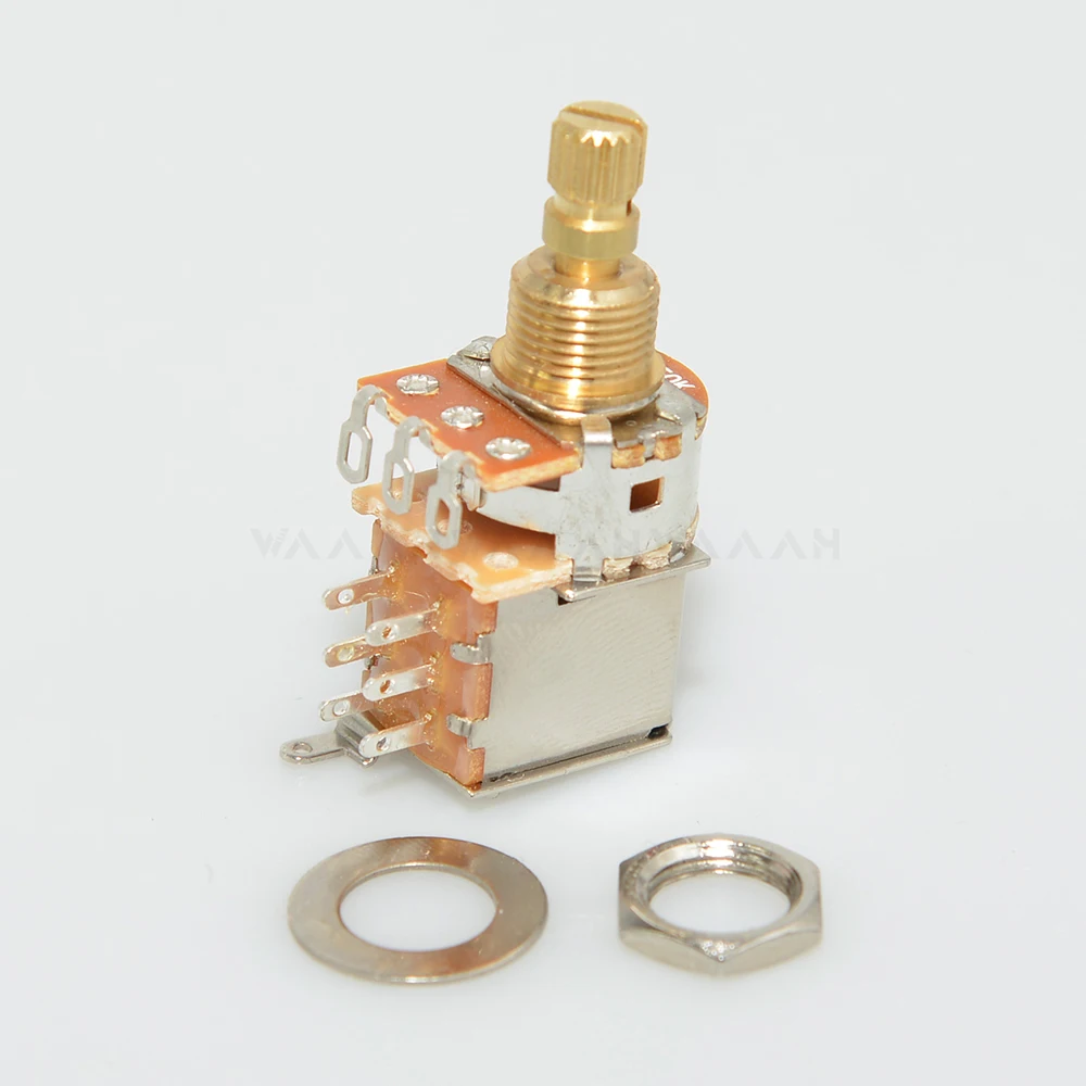 1pcs Guitar Push/Push Potentiometer A250K/B250K/A500K/B500K Brass Short Long Split Shaft New Version No Pull Anymore