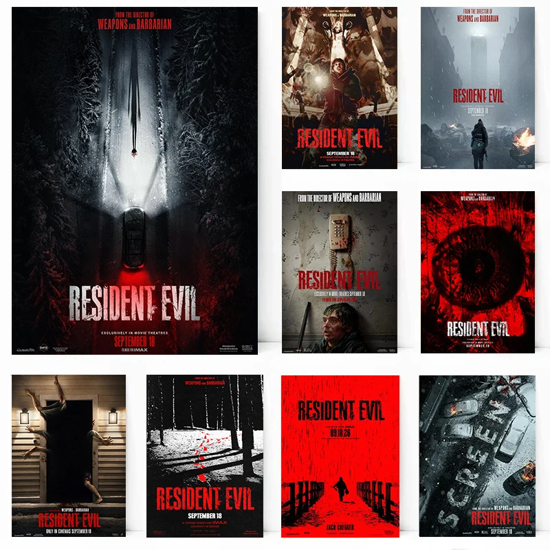 R-Resident Evil 2026 Horror Movie Classic Gaming Film Retro Poster Canvas Painting Wall Art Pictures Home Bedroom Decor